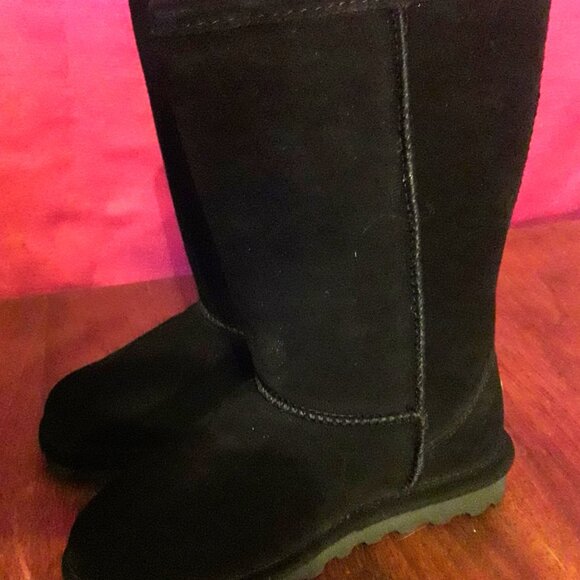 BNIB BearPaw Elle Tall Sheepskin Winter Boots Black Girls Children Kids 13 - Picture 2 of 5